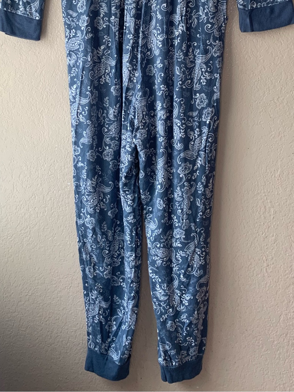Lacy Chabert Collection Luxe French Terry Blue Paisley Loungewear Jumpsuit L - Picture 5 of 7